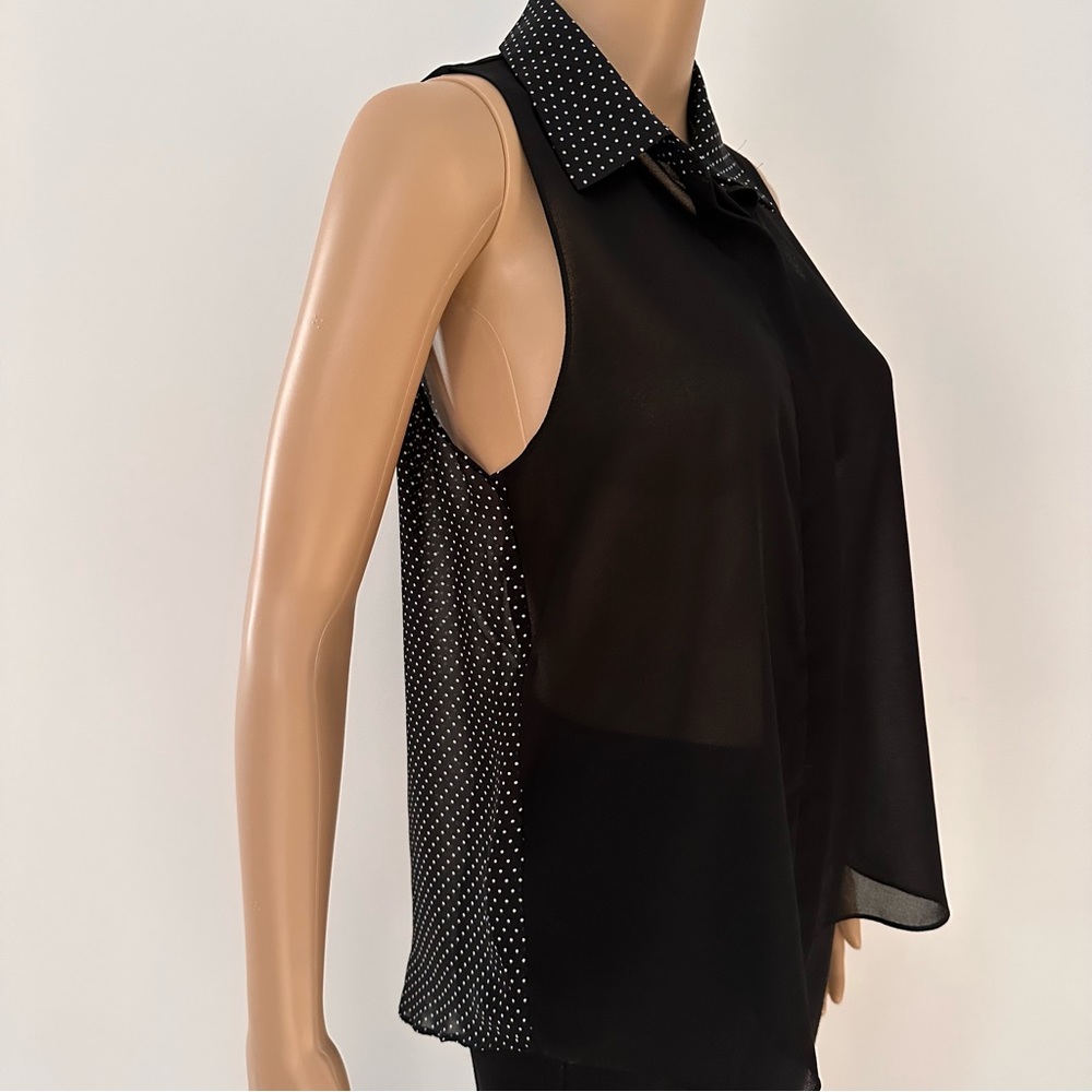 MINKPINK Sleeveless Semi Sheer Collared Blouse